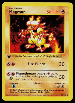 Pokemon Card - Magmar Base Set (Shadowless) 36/102 Uncommon 1st Edition - Image 1