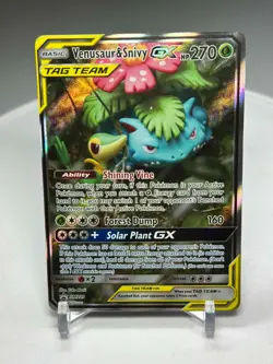 Pokemon Venusaur and Snivy GX SM 229 Full Art Tag Team Promo Card NM - Image 1