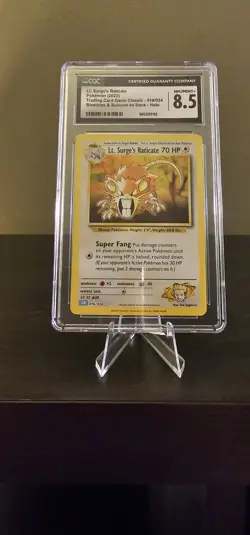 CGC NM/MINT 8.5 LT. Surge's Raticate Pokemon Slab Card 2023 016/034 HOLO - Image 2