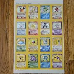 Pokemon Holo Uncut Sheet Base Set 16 Cards Charizard 1999 Vintage Bootleg - Image 1