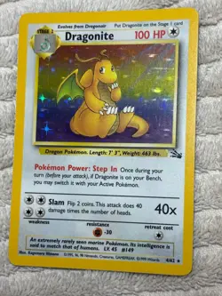 Pokemon Dragonite Fossil Set 4/62 Holo Rare 100 HP NM - Image 1