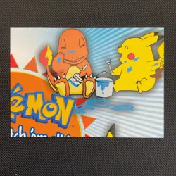 P02 of 6 Charmander and Pikachu Painting Pokemon Topps Series 3 Puzzle Card NM - Image 1