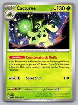 Pokemon TCG SV01: Scarlet & Violet Base Set Cacturne 006/198 - Image 1