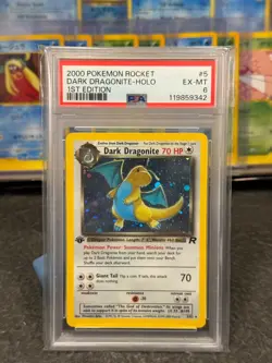 Pokemon Dark Dragonite Team Rocket 1st Edition Holo Rare #5 PSA 6 - Image 1