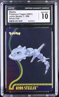 Cgc 10! 2001 Topps Pokemon Johto Series 1 Steelix HOLO FOIL #208 Rare Vintage - Image 1