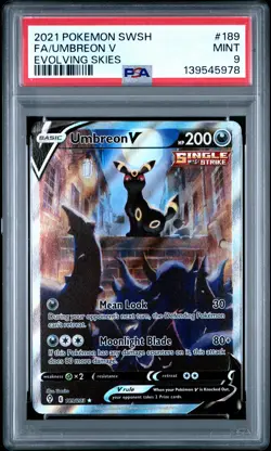Fa/Umbreon V Pokemon Sword & Shield Evolving Skies 189 NM PSA 9 - Image 1