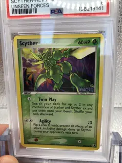 2005 POKEMON ENGLISH EX UNSEEN FORCES #46 SCYTHER-REVERSE HOLO STAMP PSA 6 - Image 3