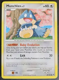 Munchlax 68/100 Common Lightly Played Pokemon Diamond & Pearl Majestic Dawn MP - Image 1