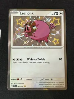 2024 Pokemon Lechonk 207/091 Sv: Paldean Fates Shiny Rare - Image 1