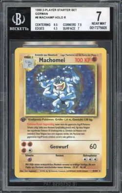 1999 Pokemon GERMAN 1st Edition Base Set Machomei-Machamp Holo 8/102 BGS 7 NM - Image 1