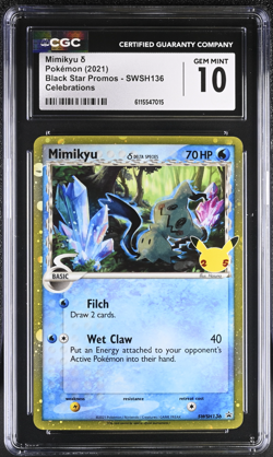 POKEMON CELEBRATIONS CGC 10 GEM MINT MIMIKYU COSMOS SWSH136 - Image 1