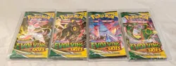 🔥Pokemon TCG Evolving Skies Booster Packs Complete Art Set of 4 Sealed Packs📈 - Image 1