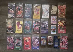 One Piece Complete Set 23 Items Sleeved booster packs plus misc - Image 1