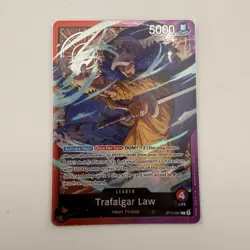 One Piece Card Game Trafalgar Law ST10-001 Leader Foil Red Purple 5000 OP - Image 1