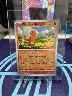 Pokemon TCG Charmander GameStop Exclusive Reverse Holo Promo Card 004/165 - Image 1
