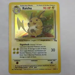 1999 Pokemon Fossil Raichu Holo 14/62 WOTC Vintage Rare Holographic Card - Image 1