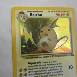 1999 Pokemon Fossil Raichu Holo 14/62 WOTC Vintage Rare Holographic Card - Image 2
