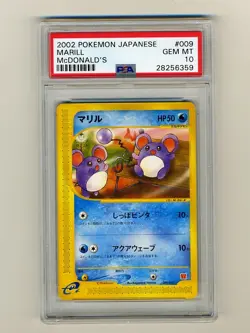 Pokemon PSA 10 GEM MINT Marill McDonalds Japanese Promo Card 2002 McD 009 - Image 1