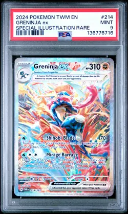 2024 POKEMON TWM EN-TWILIGHT MASQUERADE #214 GRENINJA EX PSA 9 - Image 1