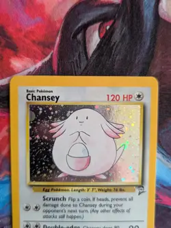 Pokemon TCG Chansey 3/130 Base Set 2 Holo Rare NM clean - Image 3