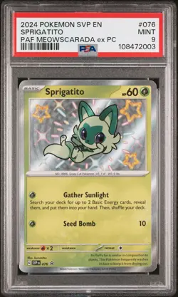2024 POKEMON SVP EN-SV BLACK STAR PROMO #076 SPRIGATITO PSA 9 - Image 1