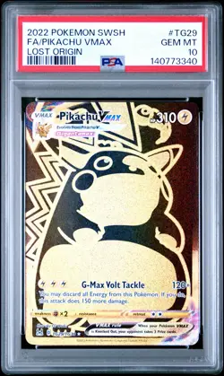 2022 POKEMON SWORD & SHIELD LOST ORIGIN #TG29 FULL ART/PIKACHU VMAX PSA 10 - Image 1
