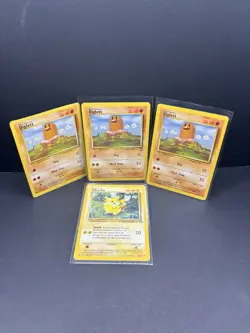 Vintage Pokemon Card Lot Pikachu Base Set & 3 Diglett WOTC 1999 Cards - Image 1