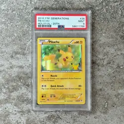 PSA 9 PIKACHU 26/83 - Generations 20th Anniversary stamped 2016 Pokemon Card! - Image 1