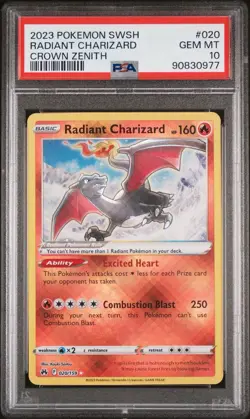 PSA 10 Pokemon Radiant Charizard 020 Holo SWSH: Crown Zenith - Image 2