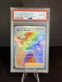 2021 POKEMON SWORD & SHIELD EVOLVING SKIES #225 FULL ART/ZINNIA'S RESOLVE PSA 10 - Image 1