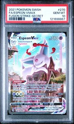 2021 POKEMON SWORD & SHIELD FUSION STRIKE SECRET FULL ART/ESPEON VMAX PSA 10 - Image 1