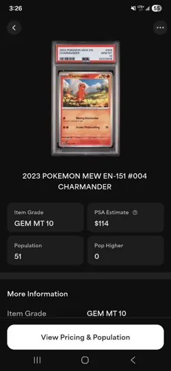2023 POKEMON MEW EN-151 #004 CHARMANDER PSA 10 - Image 2