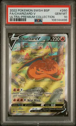 2022 Pokemon SWSH Black Star Promo Charizard V Ultra-Prem Collection PSA 10 #260 - Image 1
