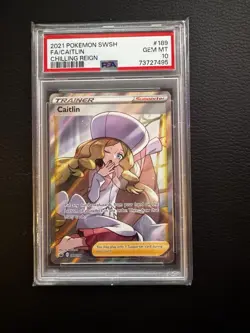 Pokemon TCG Caitlin Full Art Ultra Rare Holo Chilling Reign 189/198 PSA 10 - Image 1