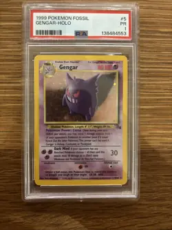 PSA 1 PR 1999 Fossil Gengar Holo 5/62 Holo Foil WOTC Pokemon Unlimited - Image 1