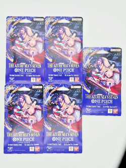 One Piece Card Game The Azure Sea's Seven Sleeved Booster Packs OP14-EB Lot of 5 - Image 1