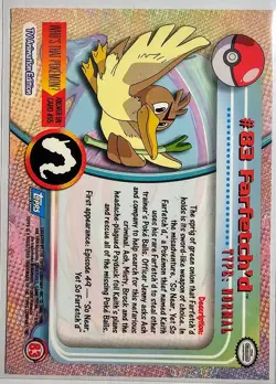 Farfetch'd #83 2000 Topps Pokemon TV Animation Edition - Image 2