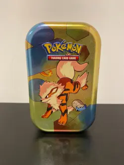 Pokemon 151 Empty Tin Arcanine & Omanyte - TCG Storage Metal Tin With Coin - Image 1