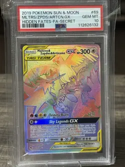 Pokemon PSA 10 - Moltres & Zapdos & Articuno GX (Secret) 69/68 Hidden Fates Holo - Image 1