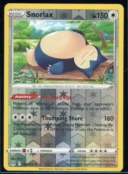Pokemon - Snorlax - 143/196 Reverse Holo - Sword & Shield - Lost Origin - Image 1