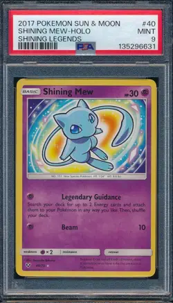 2017 Pokemon Sun & Moon 40 Shining Mew-Holo Legends PSA 9 Mint - 135296631 - Image 1