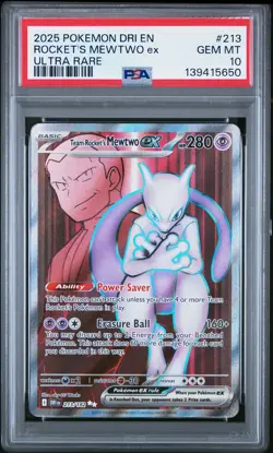 2025 Pokemon Dri EN-Destined Rivals Rocket's Mewtwo EX #213 PSA 10 - Image 1