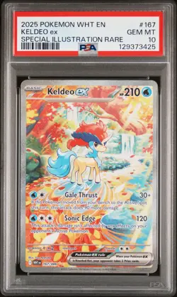 2025 POKEMON WHT EN-WHITE FLARE SPECIAL ILLUSTRATION RARE #167 KELDEO EX PSA 10 - Image 1