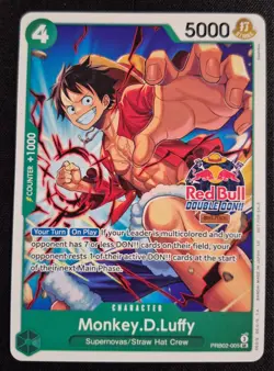 Monkey.D.Luffy PRB02-005 NM Red Bull Double Don Event Stamp Participation Promo - Image 1
