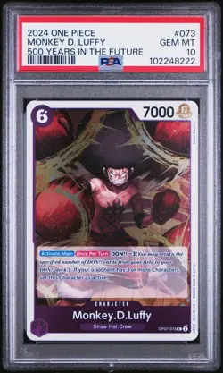 2024 One Piece Japanese 500 Years In The Future Monkey D. Luffy #OP07-073 PSA 10 - Image 1