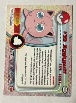 Topps Series 1 1999 TV Animation Ed JIGGLYPUFF #39 Pokemon Character Card - Image 4