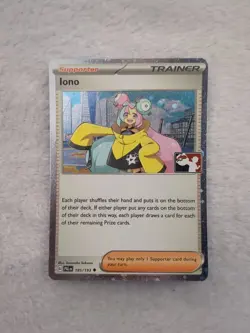 Iono 185/193 Holo Pokemon Prize Pack Series 4 Promo Pokemon Card Play Stamp - Image 1