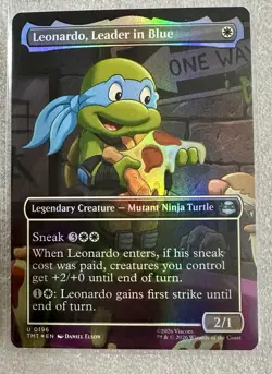 Lot 4- TMNT MTG Borderless #196-#199 (Foil) Raph Michelangelo Leonardo Donnie - Image 4