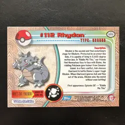 #112 Rhydon Pokemon Topps Series - Image 2