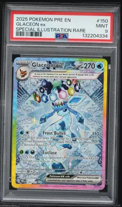 Pokemon 2025 Scarlet & Violet Prismatic Evolutions SIR Glaceon EX PSA 9 MINT 150 - Image 1